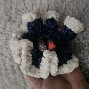 Navy and White Scrunchie